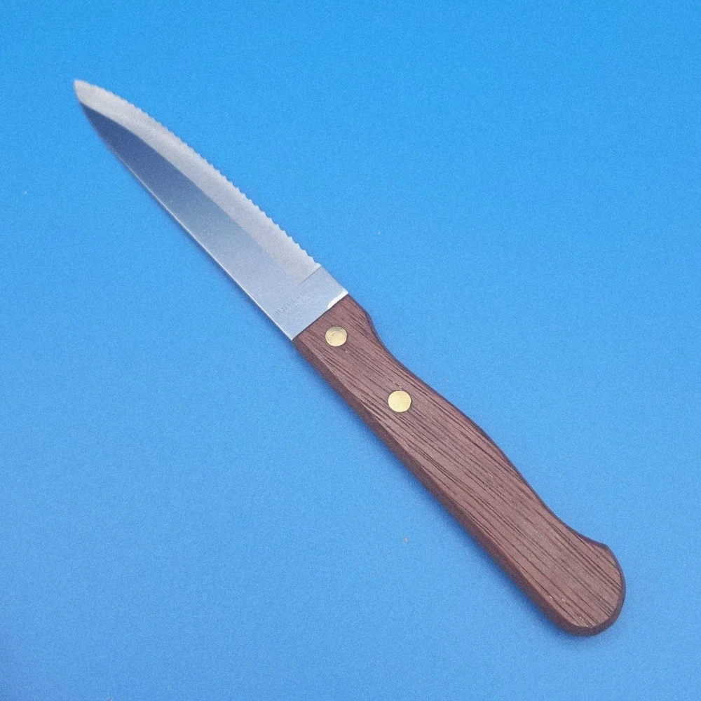NIB‎ Vintage Chefs Delight Interpur 6 Piece Steak Knife w/ Wooden Handles